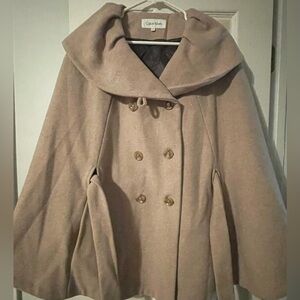 Calvin Klein women’s tan wool cloak coat cape